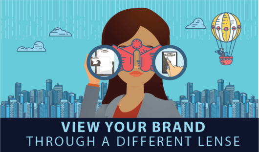 View your brand through a different lens; girl looking through binoculars